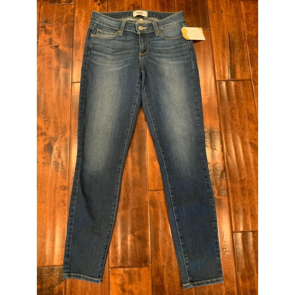 Paige Medium Wash Verdugo Ankle Blue Denim Jeans, Size 25